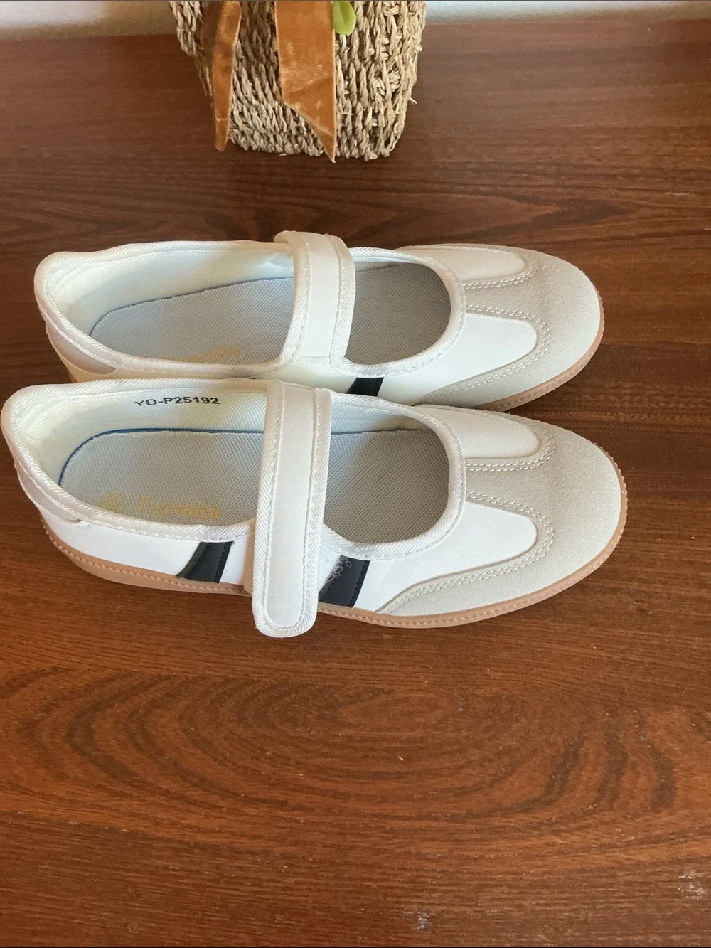 White Mary Jane Sneakers with Velcro Strap
